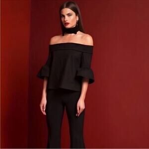 Stone Cold Fox Off-Shoulder Black Top With Bell Sleeves